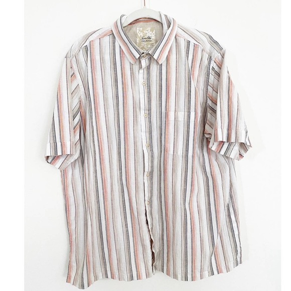 Tasso Elba Mens 2XL Multicolor Striped Short Sleeve Front Button Up Shirt - Picture 1 of 6